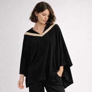 AlemBika Black Sailor Collar Oversized Tunic Asymmetrical Hem Sz 6